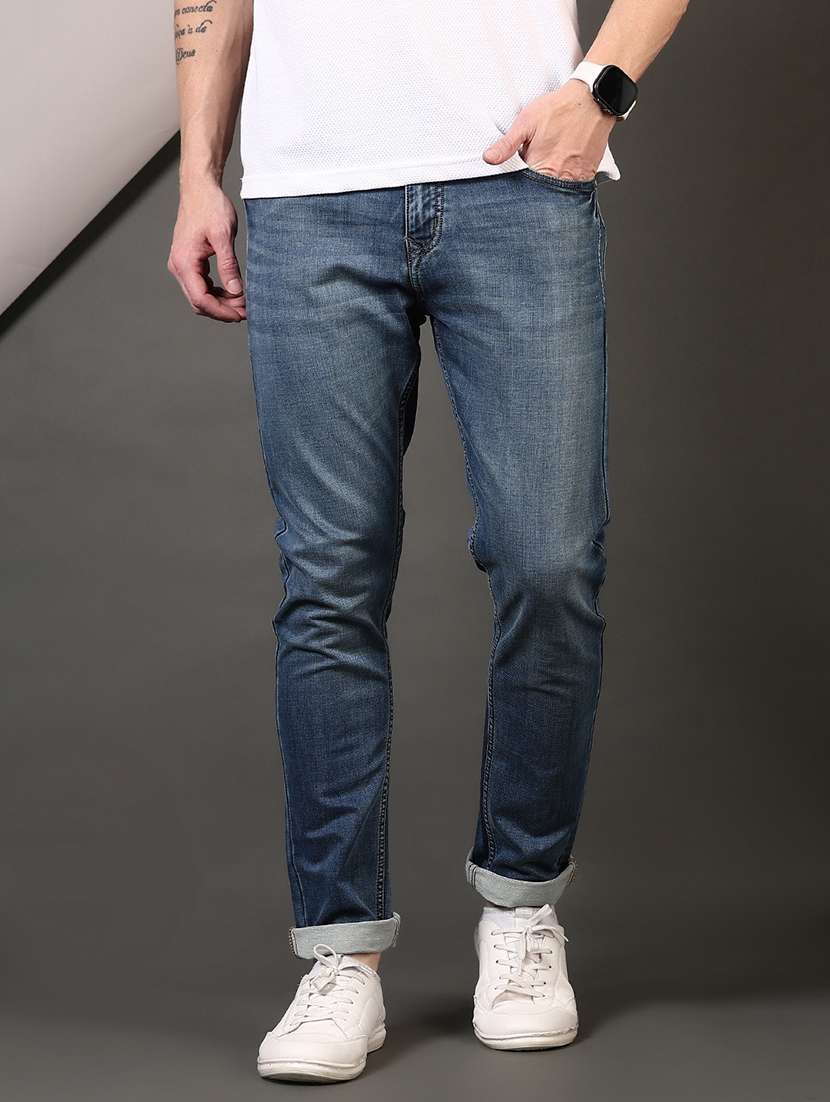 men washed mid rise jeans - 21731517 - Zoom Image - 0