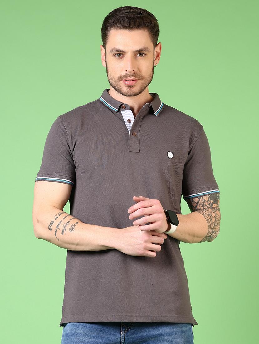 men solid short sleeve polo t-shirt - 21731539 -  Zoom Image - 0