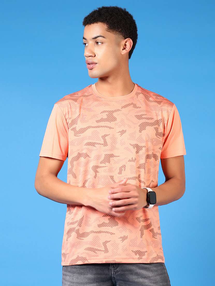 men short sleeves front print t-shirt