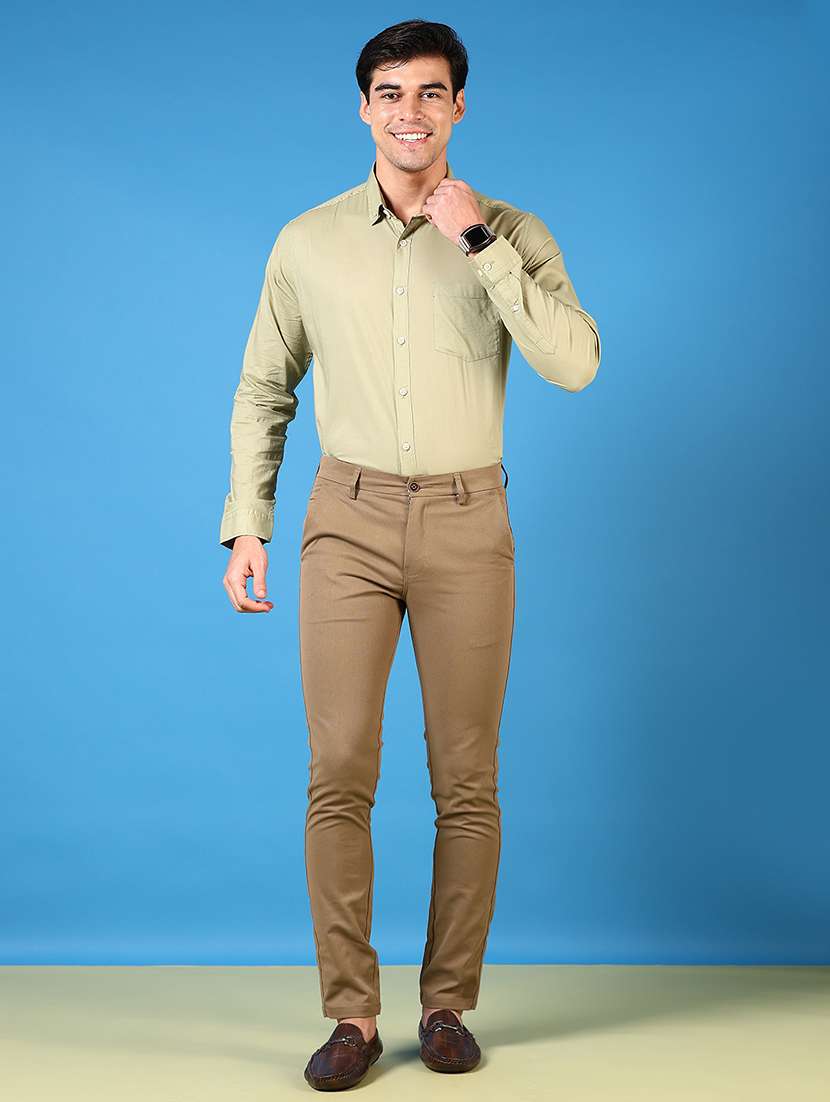 men solid flat front casual trouser - 21731610 - Standard Image - 3