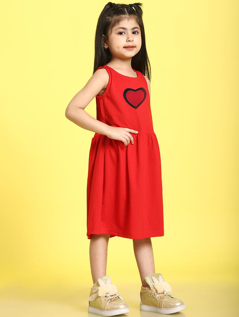 girls red heart detailed sleeveless a-line dress - 21731661 - Standard Image - 3