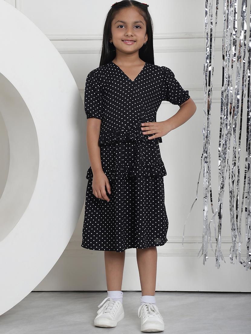 girls polka doted puff sleeves tiered dress - 21731665 -  Zoom Image - 0