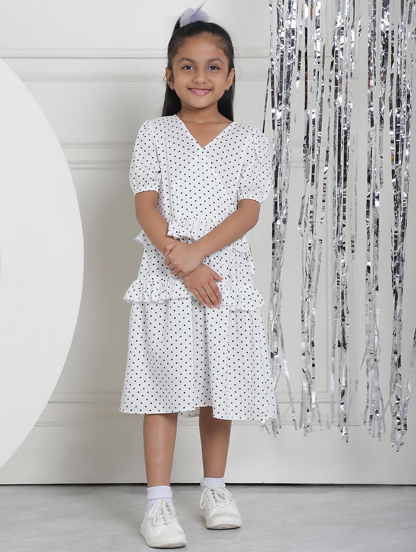 women polka doted puff sleeves tiered dress - 21731666 - Zoom Image - 0