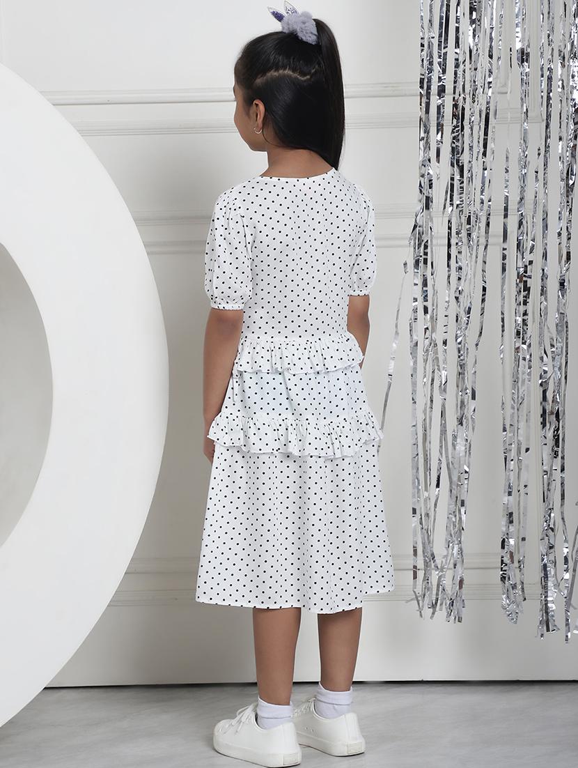 women polka doted puff sleeves tiered dress - 21731666 - Standard Image - 3