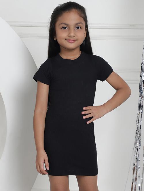 girls solid short sleeevs bodycon dress - 21731669 - Standard Image - 0