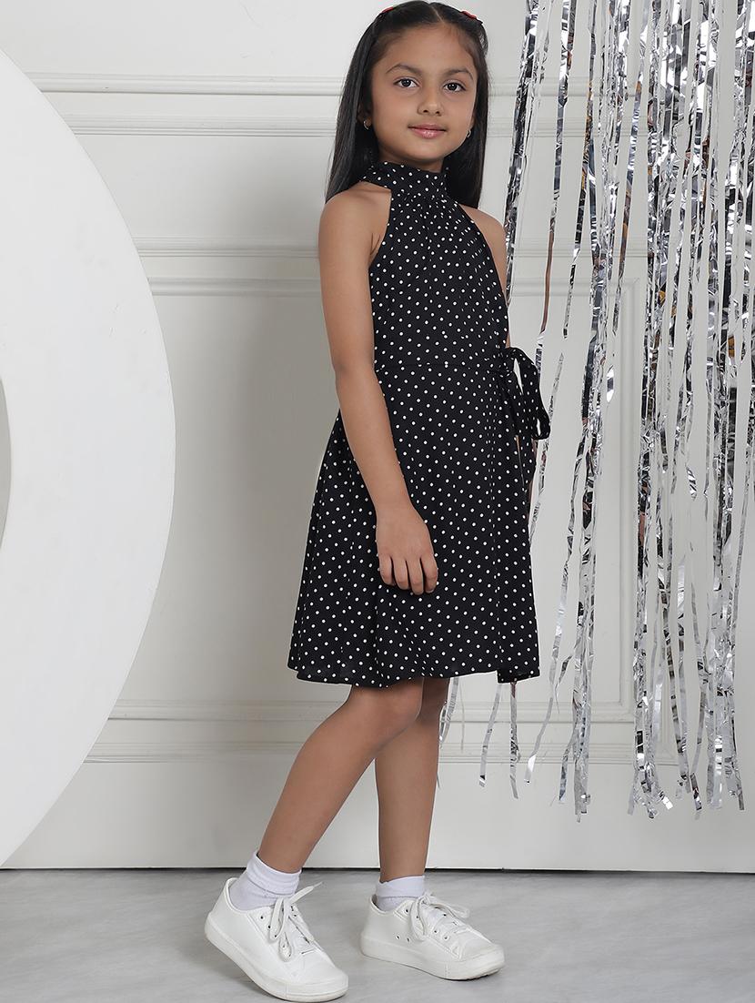 girls polka doted halter neck fit & flare dress - 21731676 - Standard Image - 3