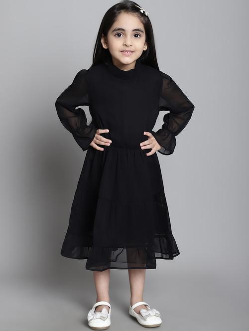 girls solid long sleeve a-line dress - 21731696 - Standard Image - 0
