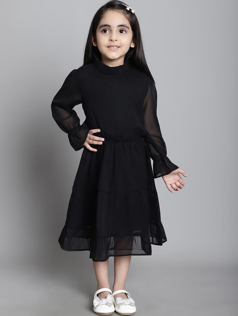 girls solid long sleeve a-line dress - 21731696 - Standard Image - 3