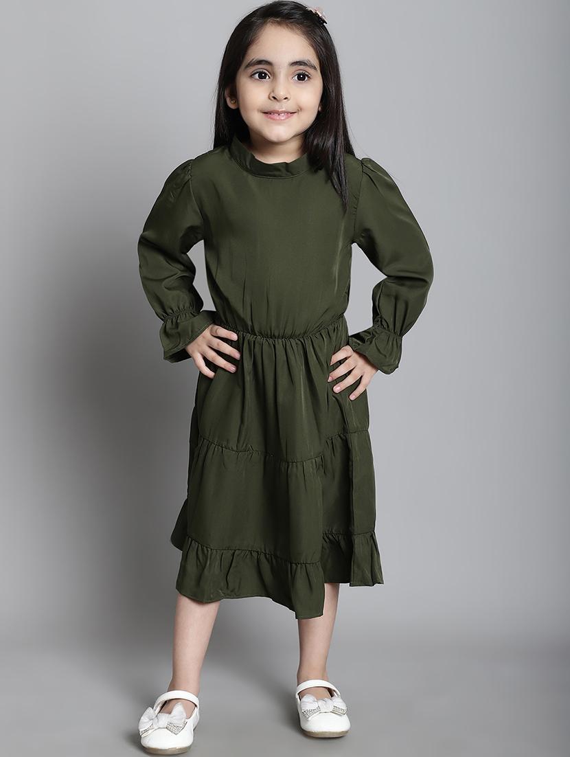 girls solid long sleeve a-line dress - 21731701 - Zoom Image - 0