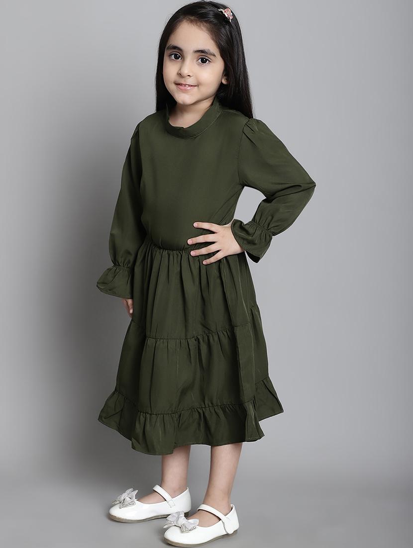 girls solid long sleeve a-line dress - 21731701 - Standard Image - 3