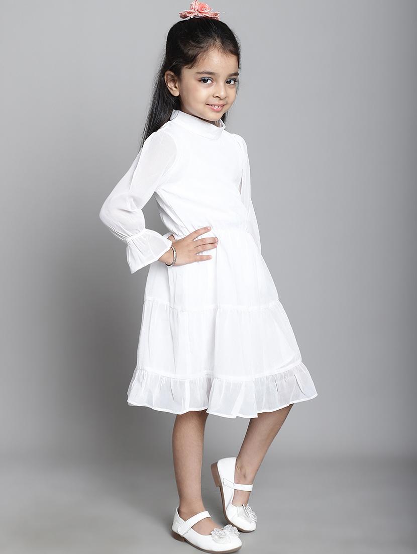 girls solid long sleeve a-line dress - 21731703 - Standard Image - 3