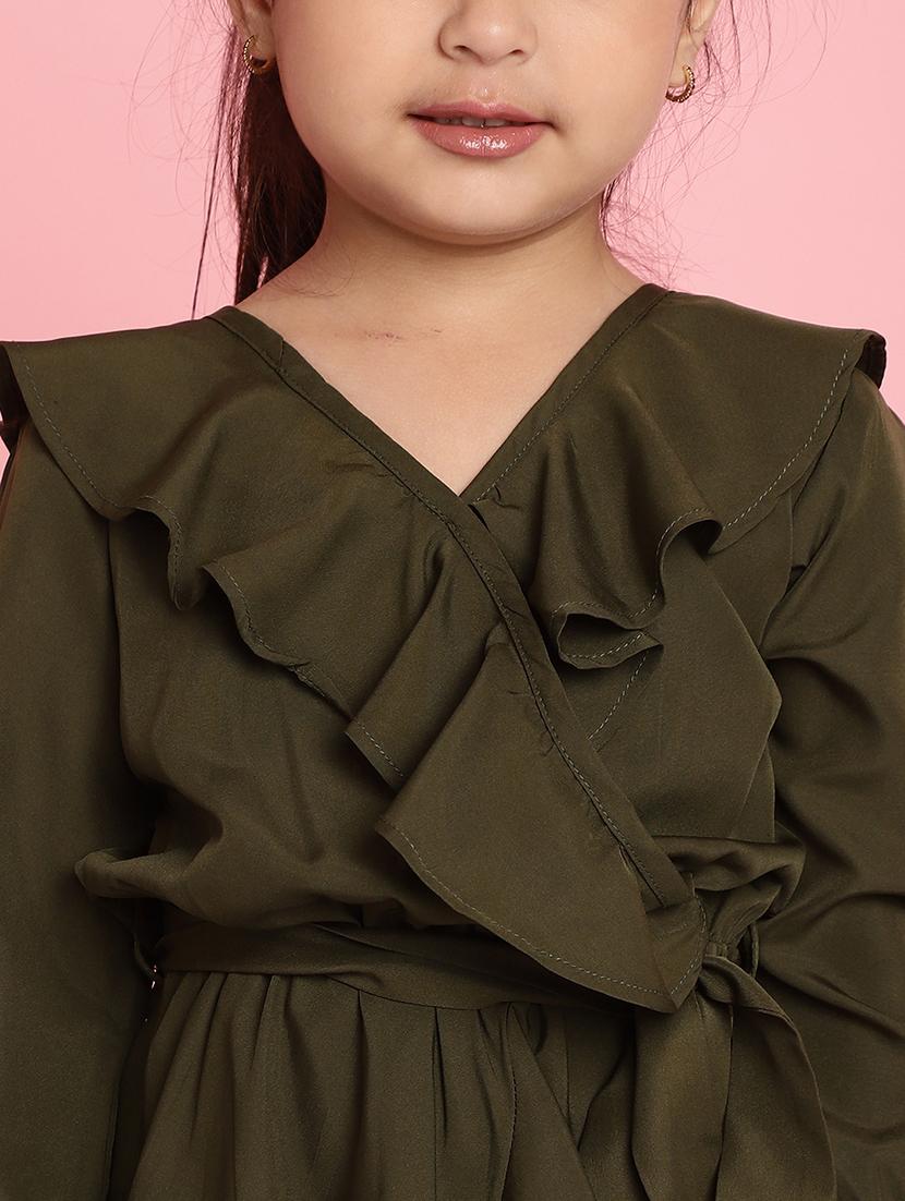 girls solid long sleeve regular fit dress - 21731730 - Standard Image - 5