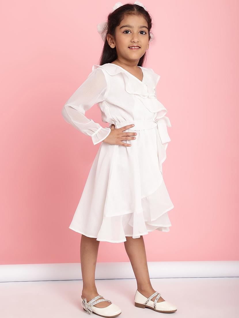 girls solid long sleeve regular fit dress - 21731731 - Standard Image - 3