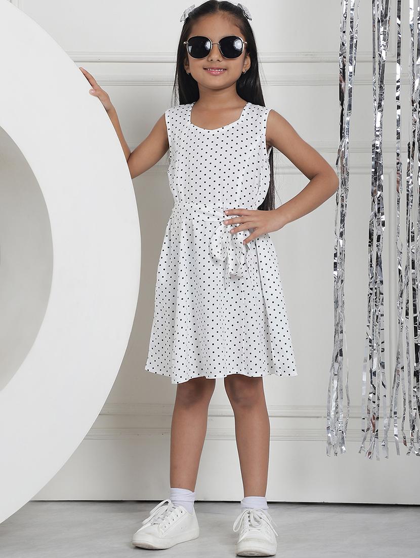 girls polka dot sleeveless regular fit a-line dress - 21731738 -  Zoom Image - 0