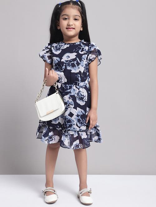 girls black short sleeve regular fit tiered dress - 21731746 -  Standard Image - 0