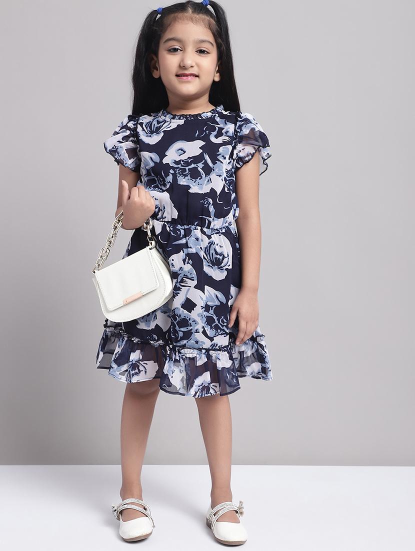 girls black short sleeve regular fit tiered dress - 21731746 -  Zoom Image - 0