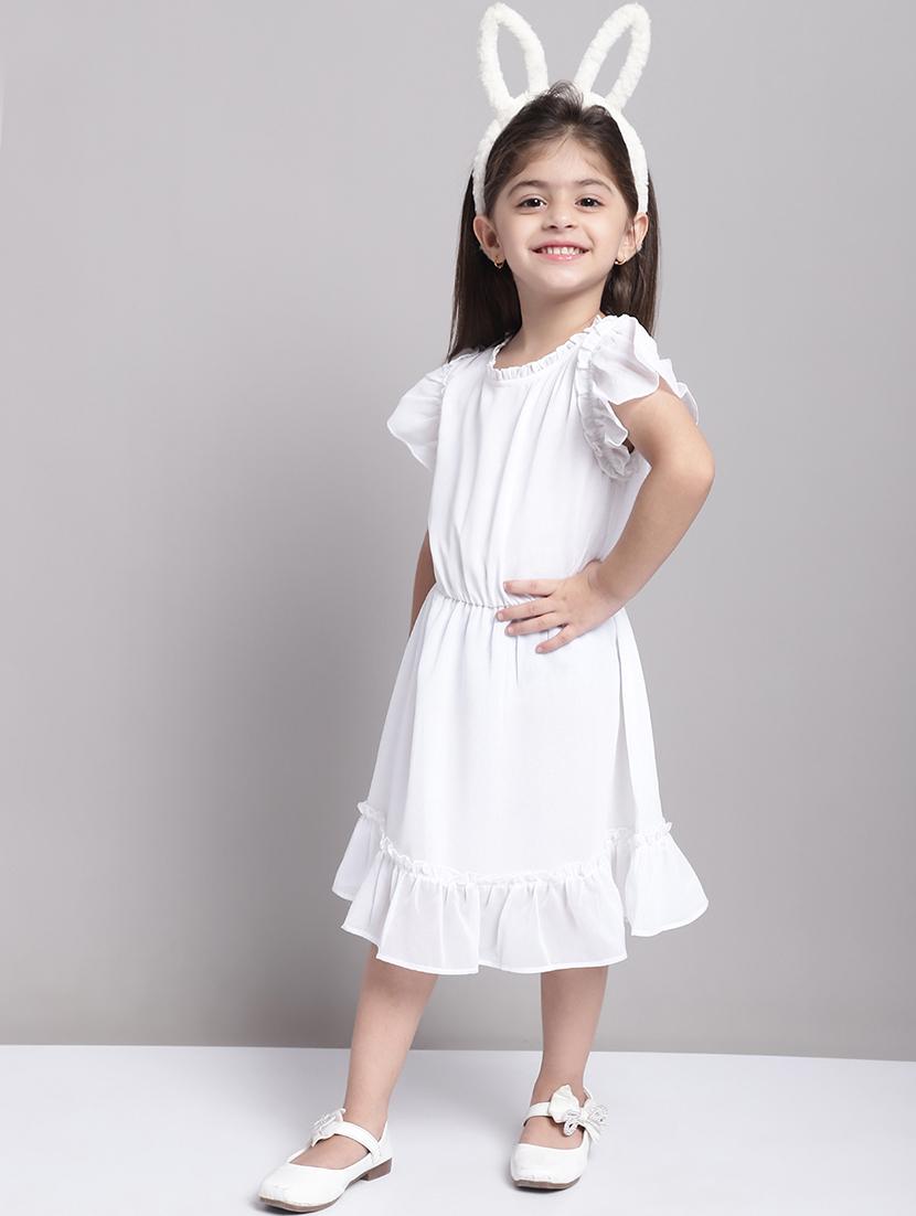 girls white short sleeve regular fit tiered dress - 21731748 - Standard Image - 3