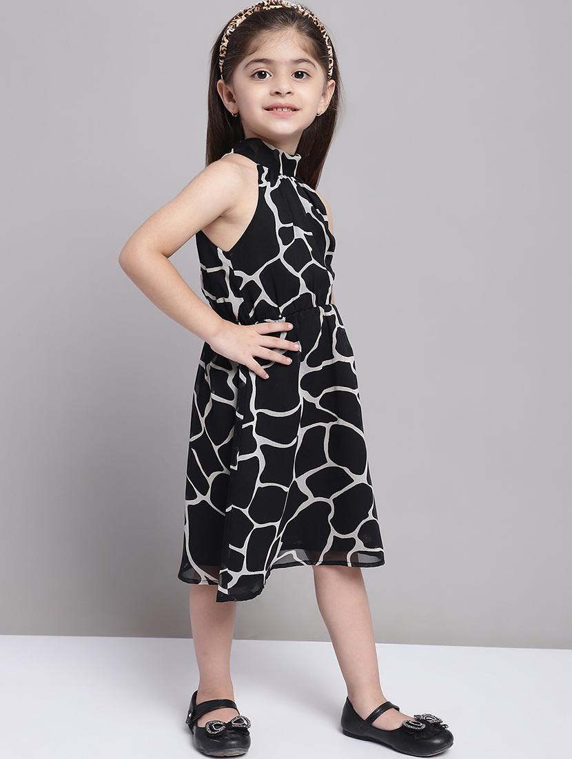 girls printed halter neck a-line dress - 21731762 - Standard Image - 3