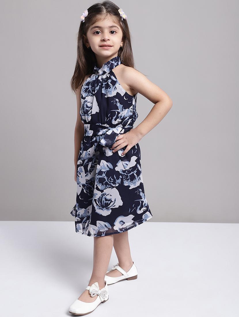 girls navy blue halter neck a-line dress - 21731765 - Standard Image - 3