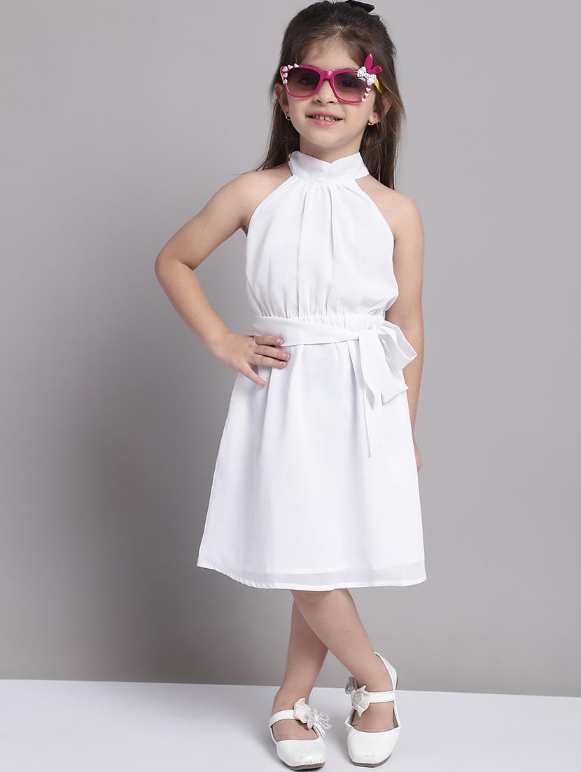 girls white halter neck a-line dress - 21731767 - Zoom Image - 0