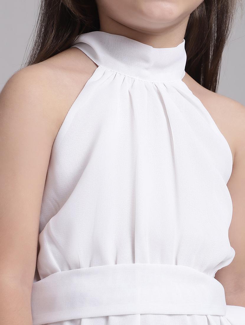 girls white halter neck a-line dress - 21731767 - Standard Image - 5