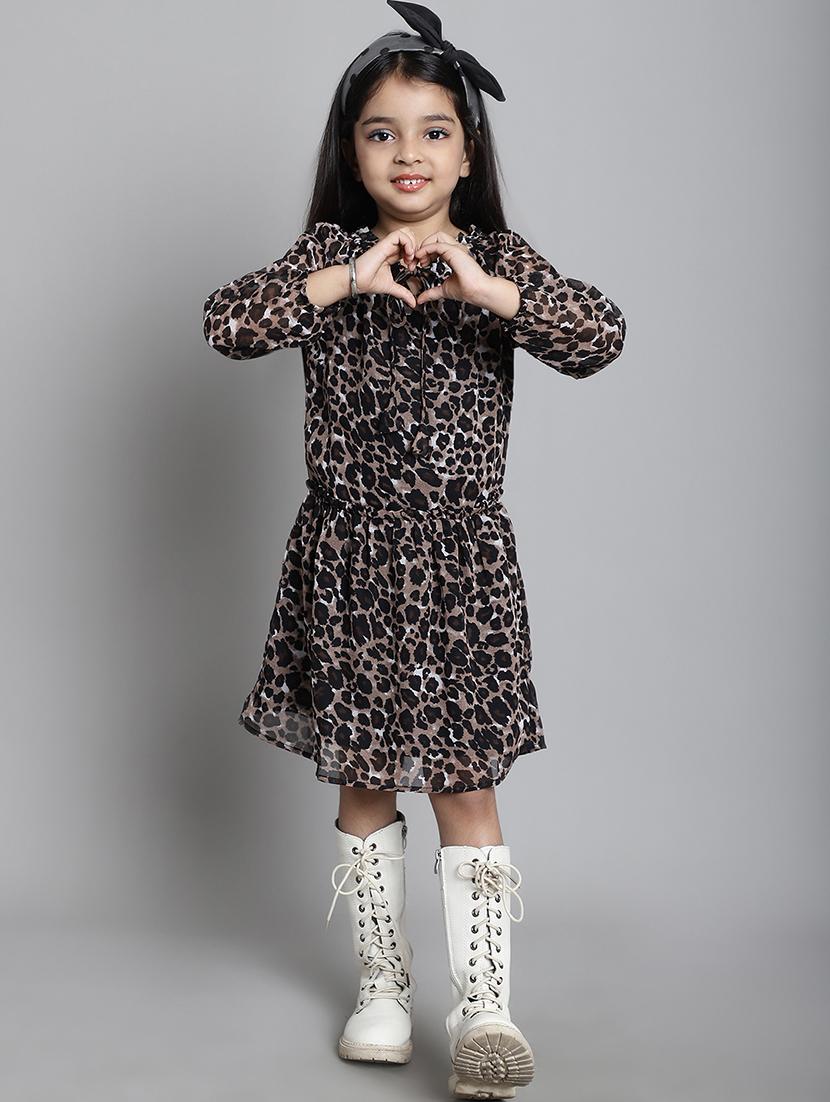 girls animal printed long sleeve regular fit dress - 21731770 -  Zoom Image - 0