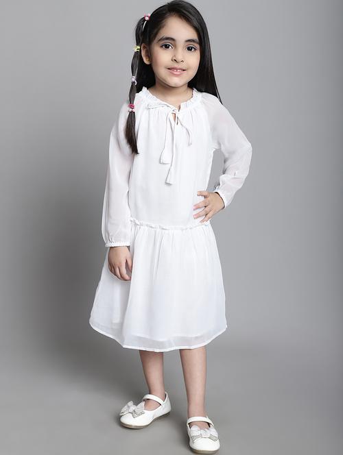 girls solid long sleeve regular fit dress - 21731779 -  Standard Image - 0