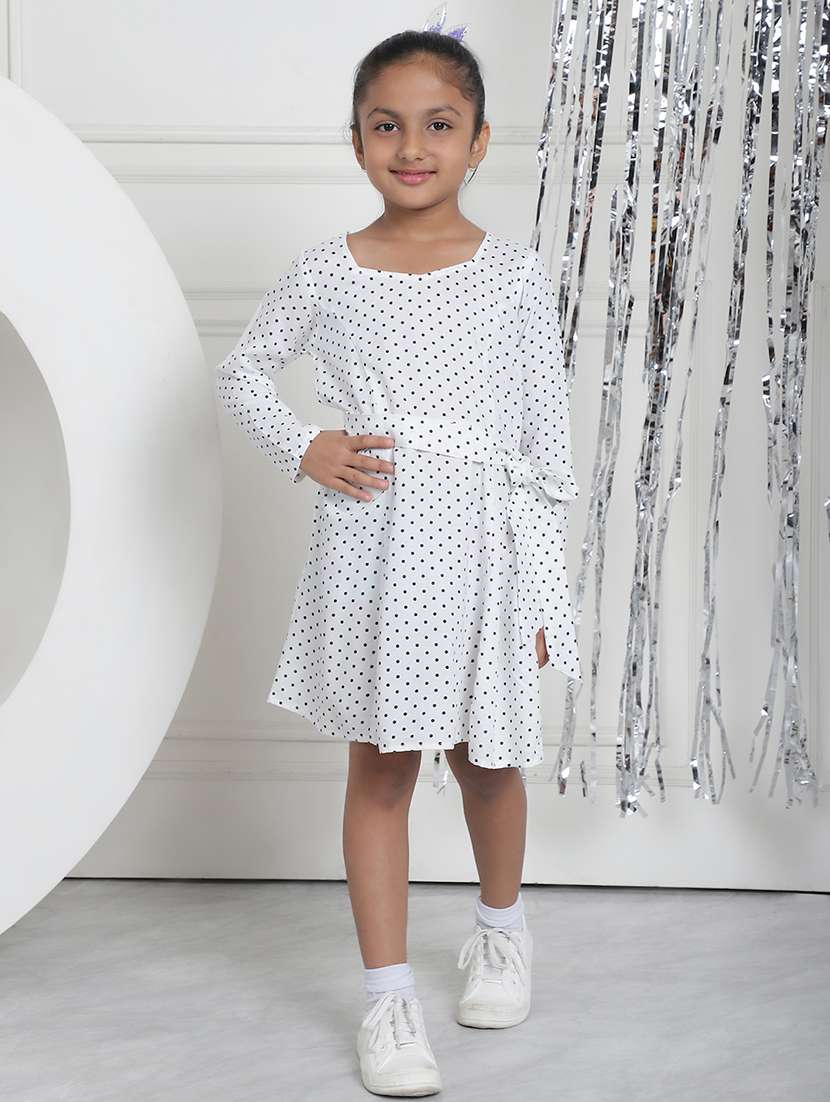 girls polka dot long sleeve regular fit dress