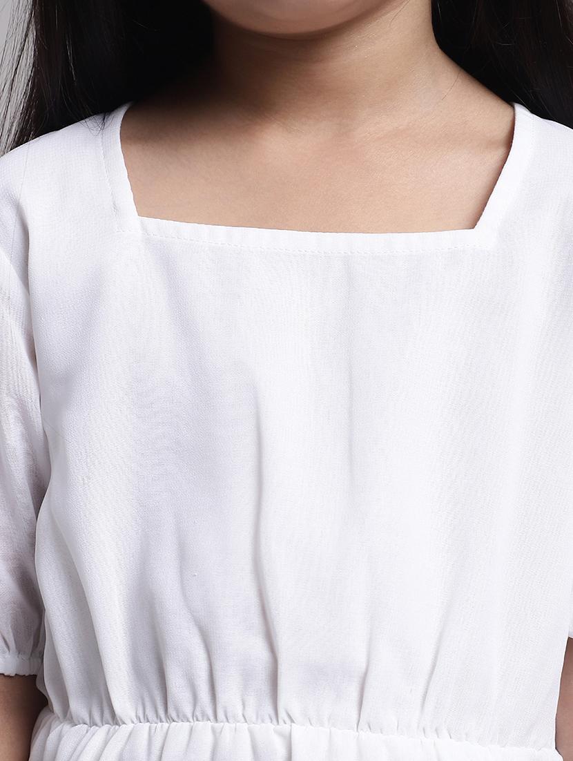 girls white puff sleeve regualr fit tiered dress - 21731806 - Standard Image - 5