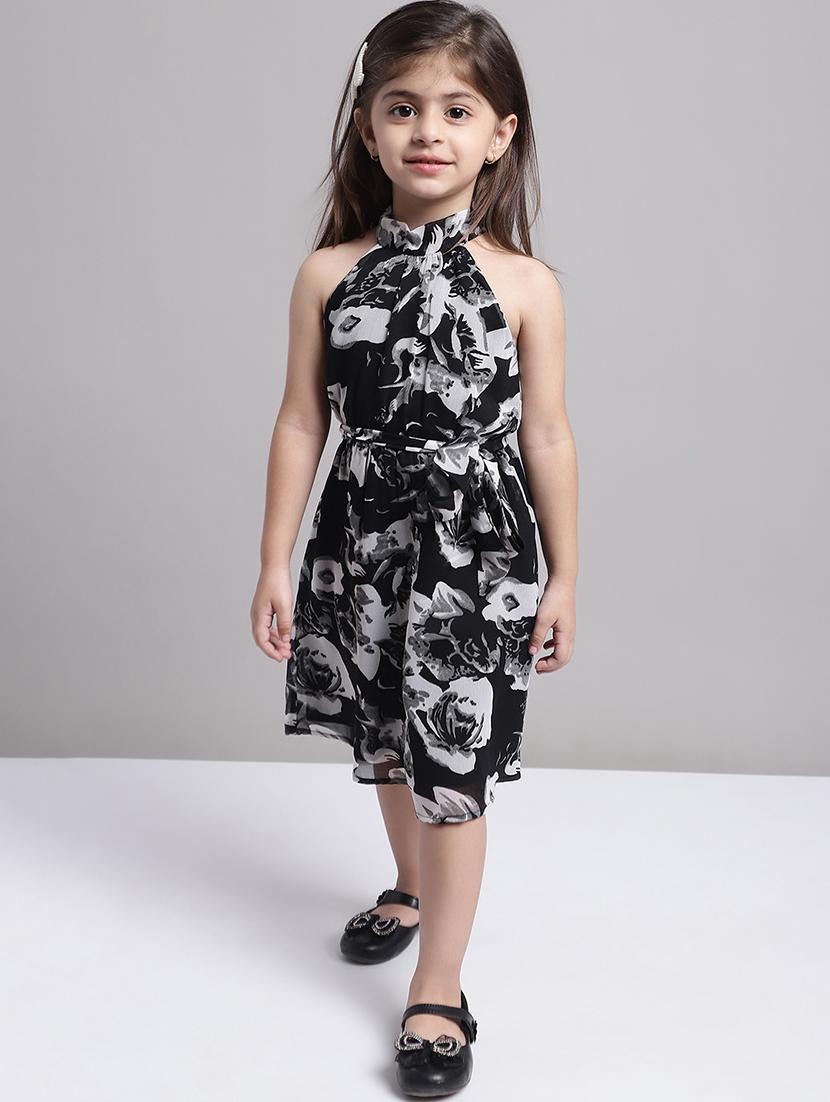 girls black halter neck a-line dress - 21731812 - Zoom Image - 0