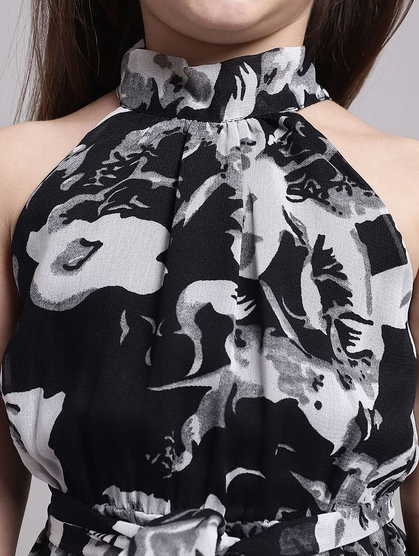 girls black halter neck a-line dress - 21731812 - Standard Image - 5