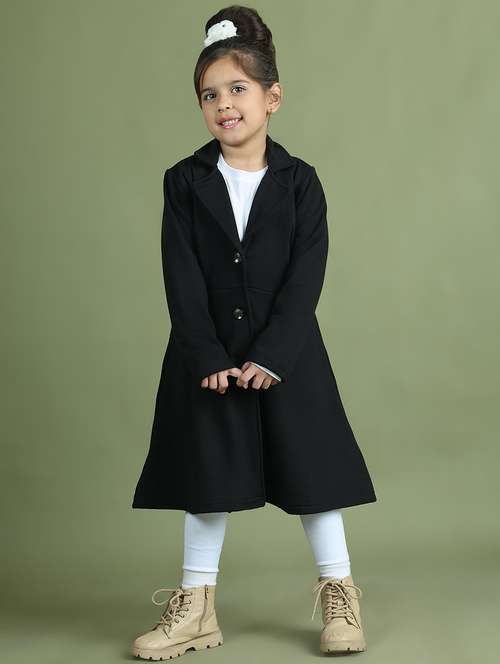 girls solid long sleeve trench coat - 21731873 - Standard Image - 0