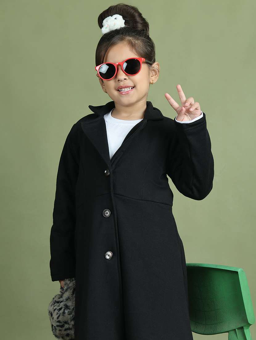 girls solid long sleeve trench coat - 21731873 - Standard Image - 5