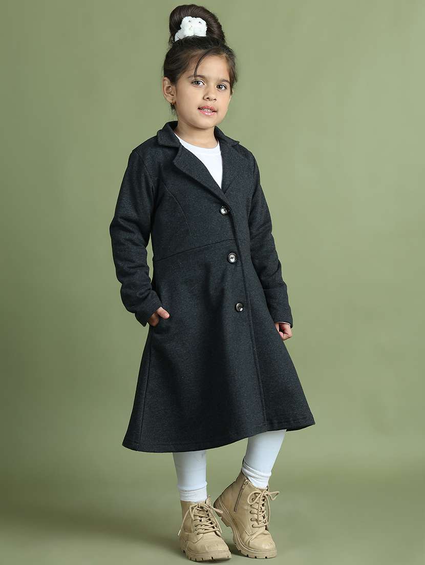 girls solid long sleeve trench coat - 21731875 - Standard Image - 3