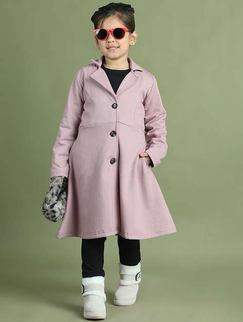 girls solid long sleeve trench coat - 21731876 - Standard Image - 0