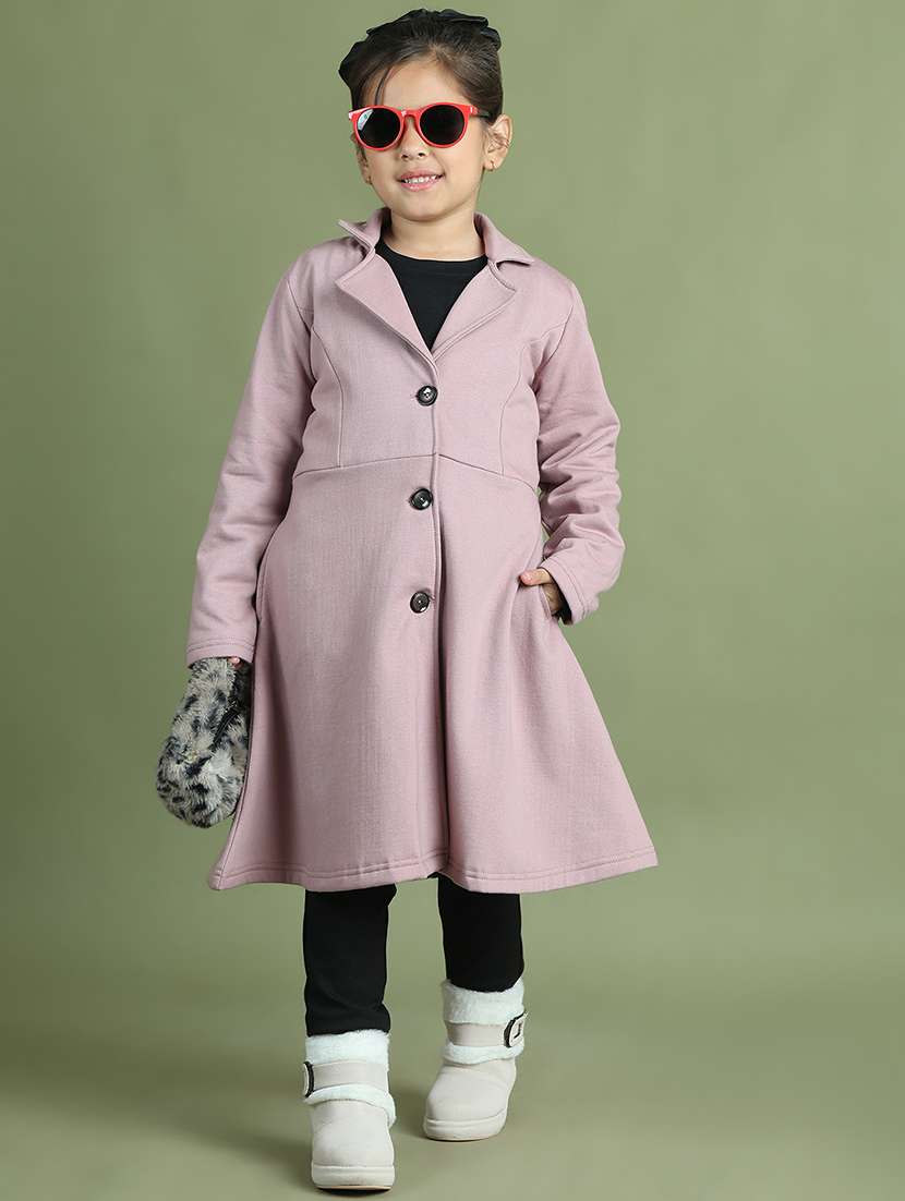 girls solid long sleeve trench coat - 21731876 - Zoom Image - 0