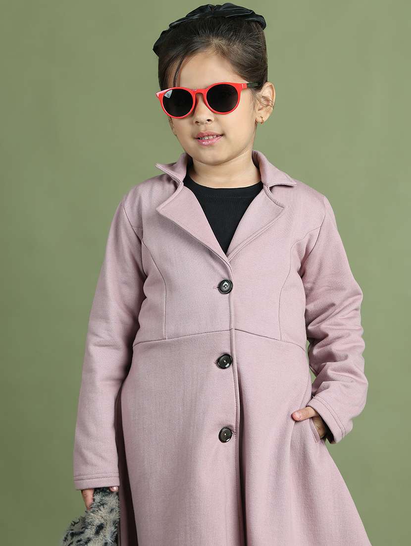 girls solid long sleeve trench coat - 21731876 - Standard Image - 5