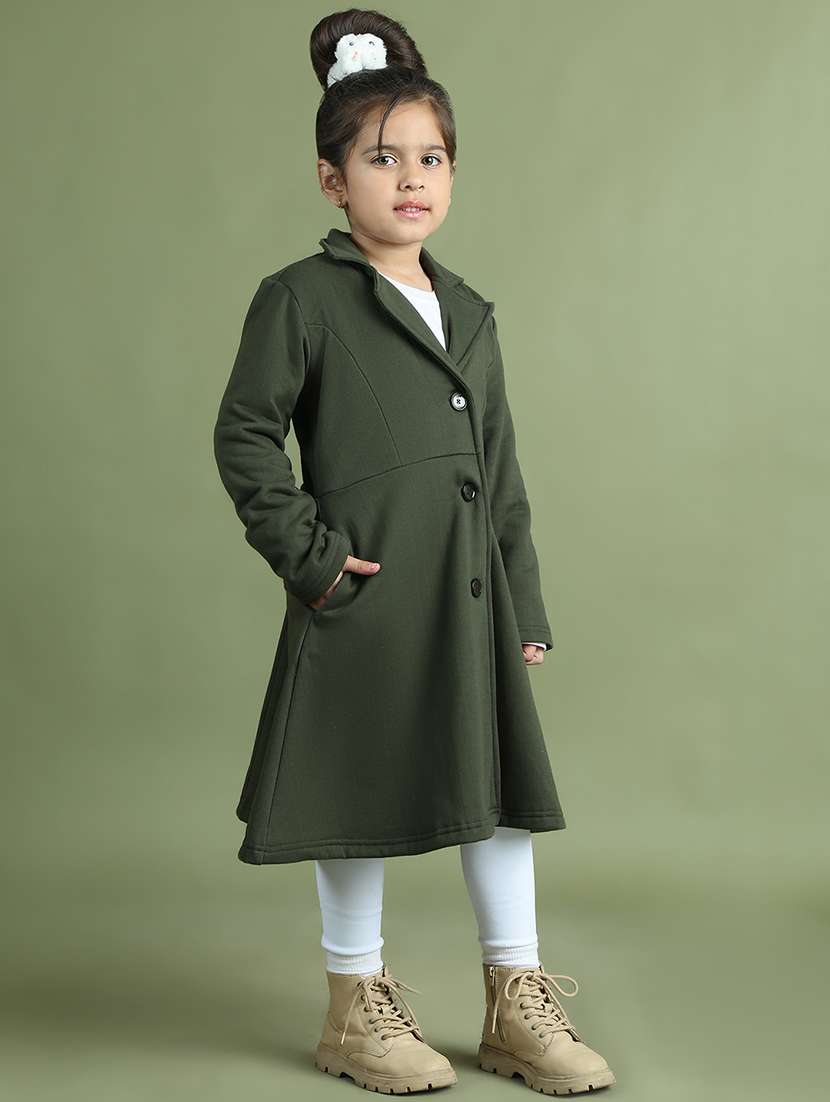 girls solid long sleeve trench coat - 21731878 - Standard Image - 3