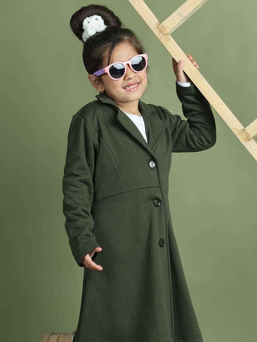 girls solid long sleeve trench coat - 21731878 - Standard Image - 5