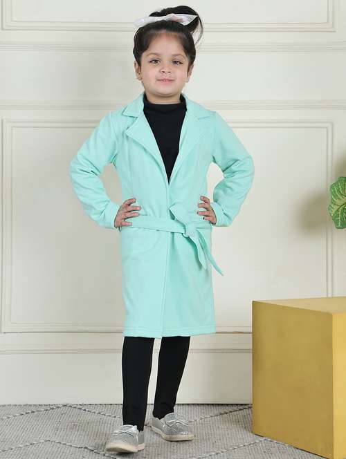 girls solid long sleeve trench coat - 21731883 -  Standard Image - 0