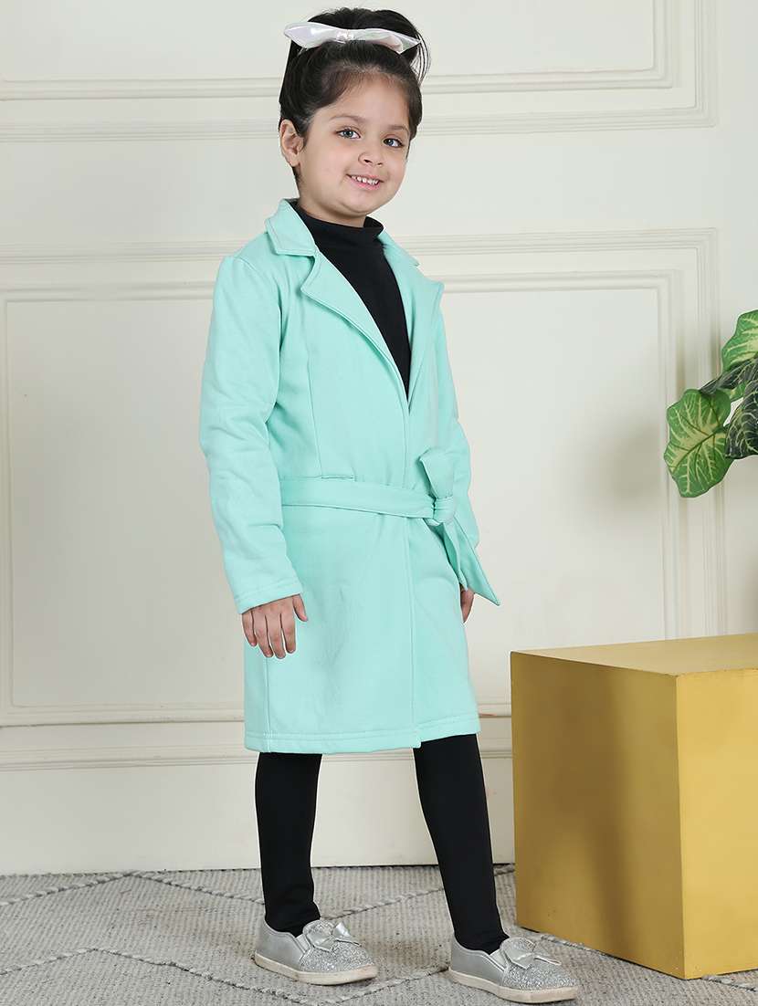 girls solid long sleeve trench coat - 21731883 -  Standard Image - 3