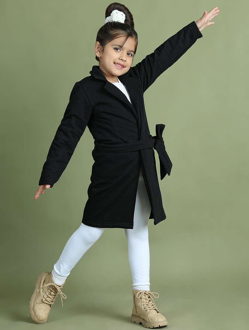 girls solid long sleeve trench coat - 21731884 -  Standard Image - 3