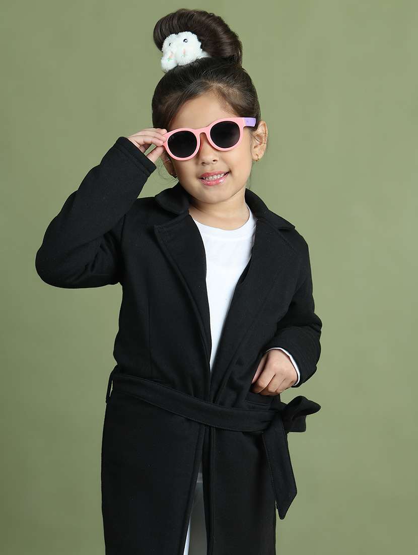 girls solid long sleeve trench coat - 21731884 -  Standard Image - 5