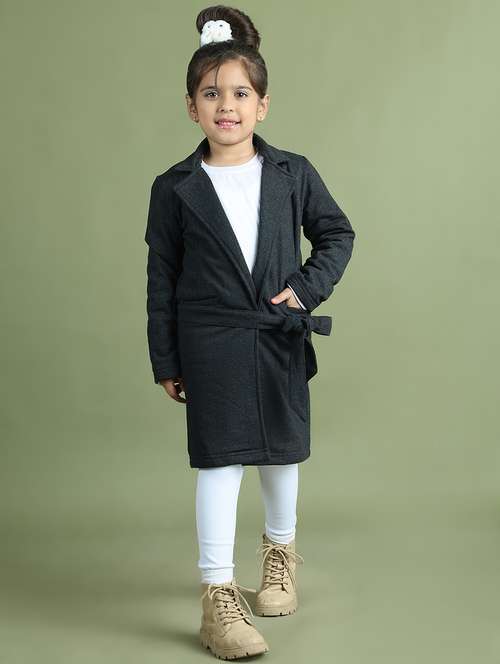 girls solid long sleeve trench coat - 21731886 -  Standard Image - 0