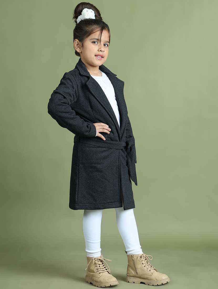 girls solid long sleeve trench coat - 21731886 -  Standard Image - 3