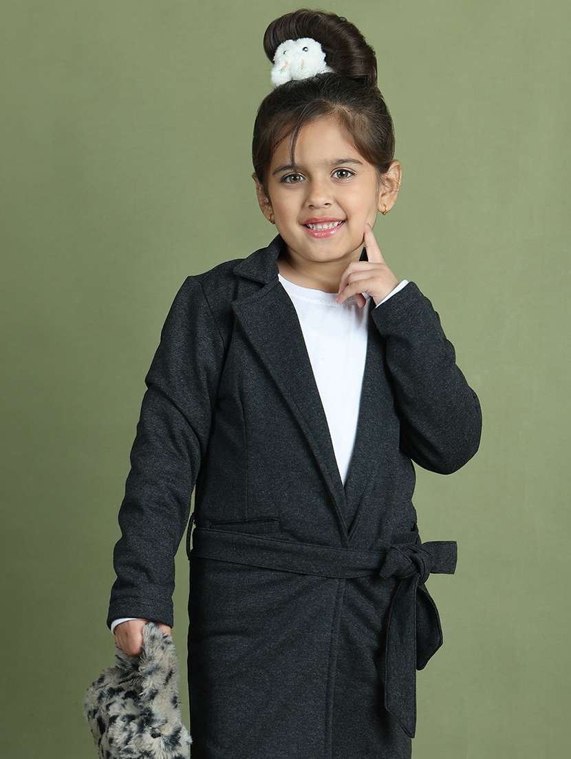girls solid long sleeve trench coat - 21731886 -  Standard Image - 5