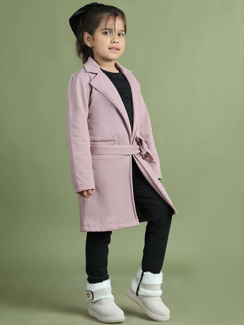 girls solid long sleeve trench coat - 21731887 - Standard Image - 3