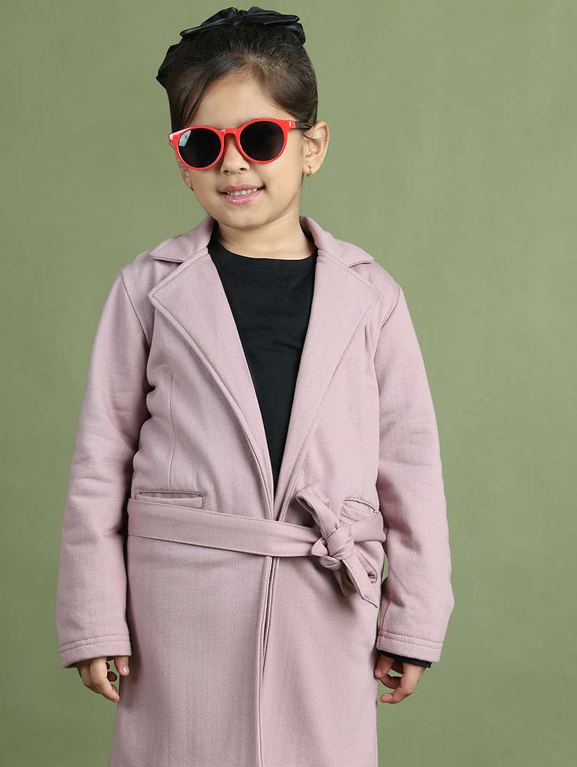 girls solid long sleeve trench coat - 21731887 - Standard Image - 5