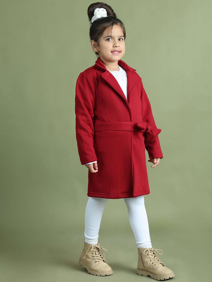 girls solid long sleeve trench coat - 21731888 - Standard Image - 3