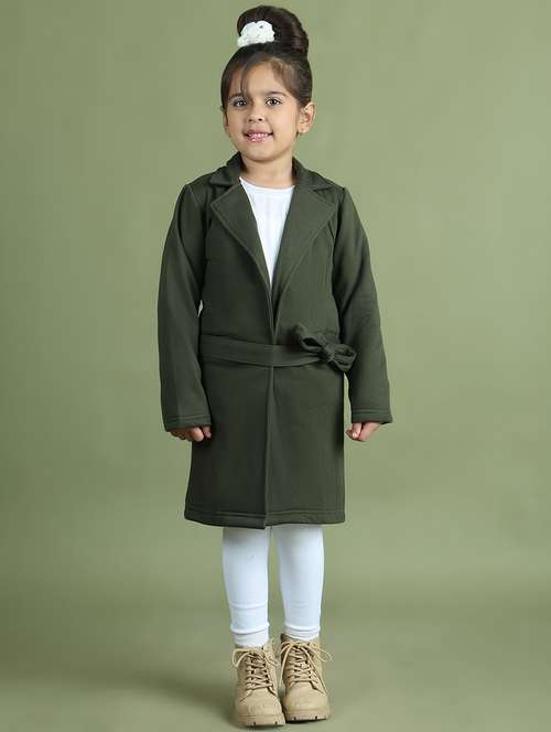girls solid long sleeve trench coat - 21731889 -  Standard Image - 0